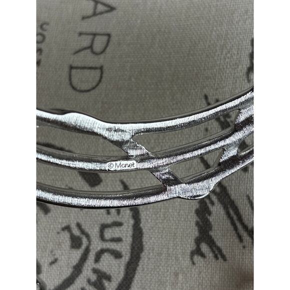 B24 MONET Silver Tone Chocker Collar Necklace Audrey Hepburn Style Vintage - Picture 7 of 8